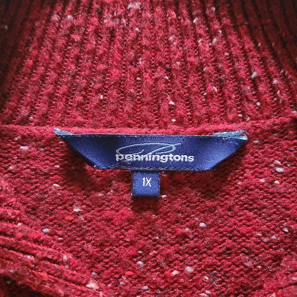 Penningtons Women's Plus Size Red Speckles Cableknit Long Sleeves Sweater - Picture 10 of 15